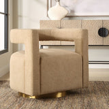 Modern European furniture - Beige Boucle Modern Swivel Chair - www.oroa.com