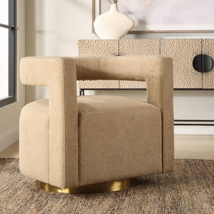   Beige Boucle Modern Swivel Chair | Oroa.com