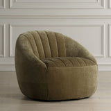 Modern European furniture - Green Chambray Channeled Swivel Chair - www.oroa.com