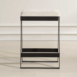   White Boucle Seat Counter Stool | Oroa.com