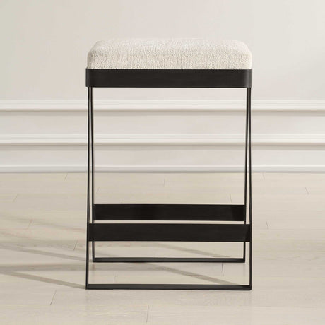 Modern European furniture - White Boucle Seat Counter Stool - www.oroa.com