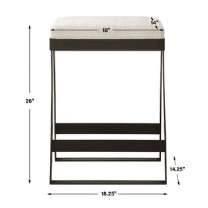   White Boucle Seat Counter Stool | Oroa.com