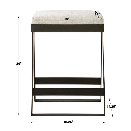 Modern European furniture - White Boucle Seat Counter Stool - www.oroa.com