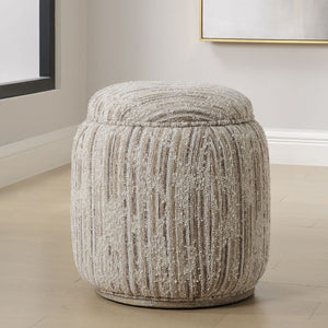   Tan Slubbed Boucle Storage Ottoman | Oroa.com