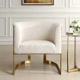 Modern European furniture - Tan Boucle Cantilevered Accent Chair - www.oroa.com