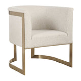 Modern European furniture - Tan Boucle Cantilevered Accent Chair - www.oroa.com
