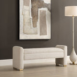 White Boucle Modern Bench by Uttermost Caliste, alternate view 2