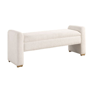   White Boucle Modern Bench | Oroa.com