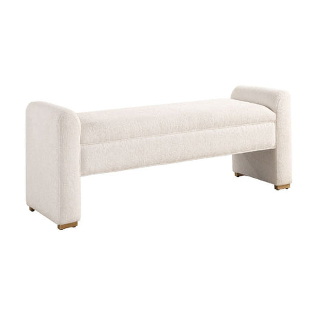 Modern European furniture - White Boucle Modern Bench - www.oroa.com