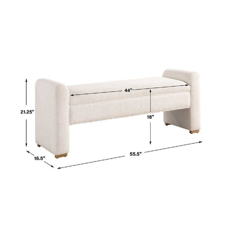 Modern European furniture - White Boucle Modern Bench - www.oroa.com