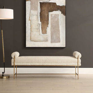   White Boucle Modern Bench | Oroa.com