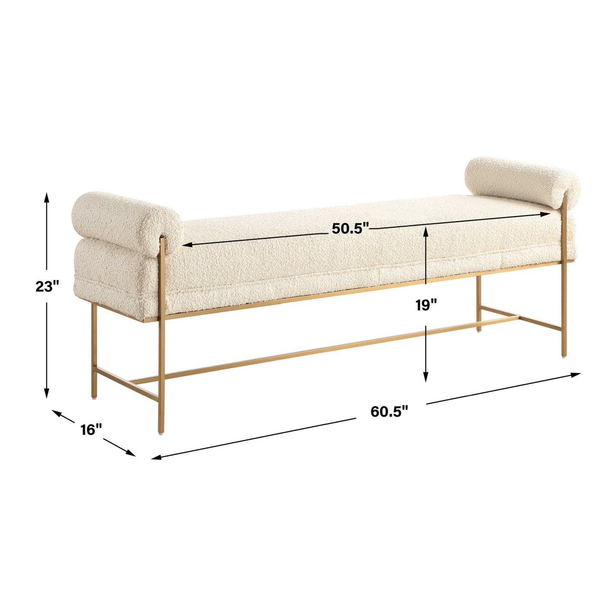   White Boucle Modern Bench | Oroa.com