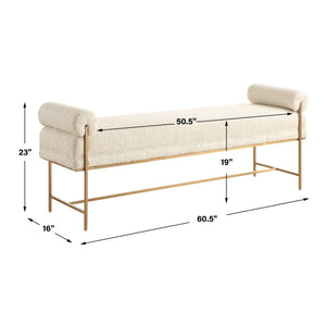   White Boucle Modern Bench | Oroa.com