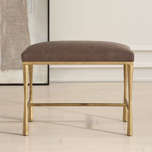   Brown Leather Inspired Bench S | Oroa.com