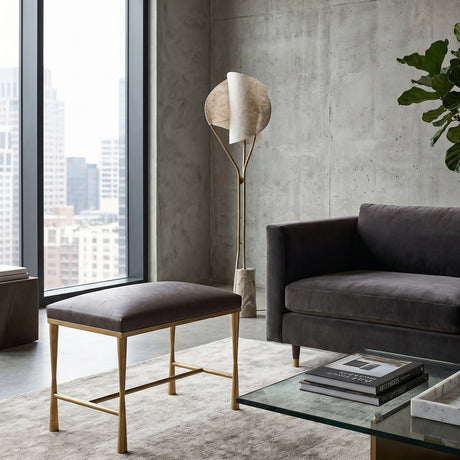   Brown Leather Inspired Bench S | Oroa.com