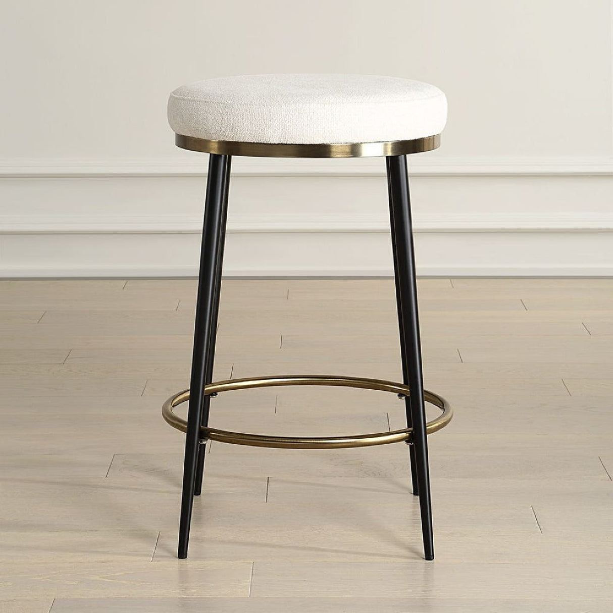   Cream Chenille Round Counter Stool | Oroa.com