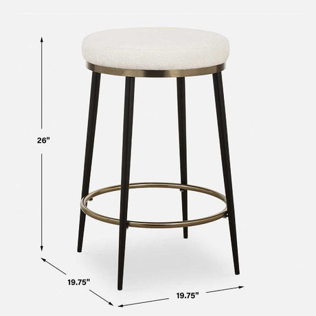 Modern European furniture - Cream Chenille Round Counter Stool  - www.oroa.com
