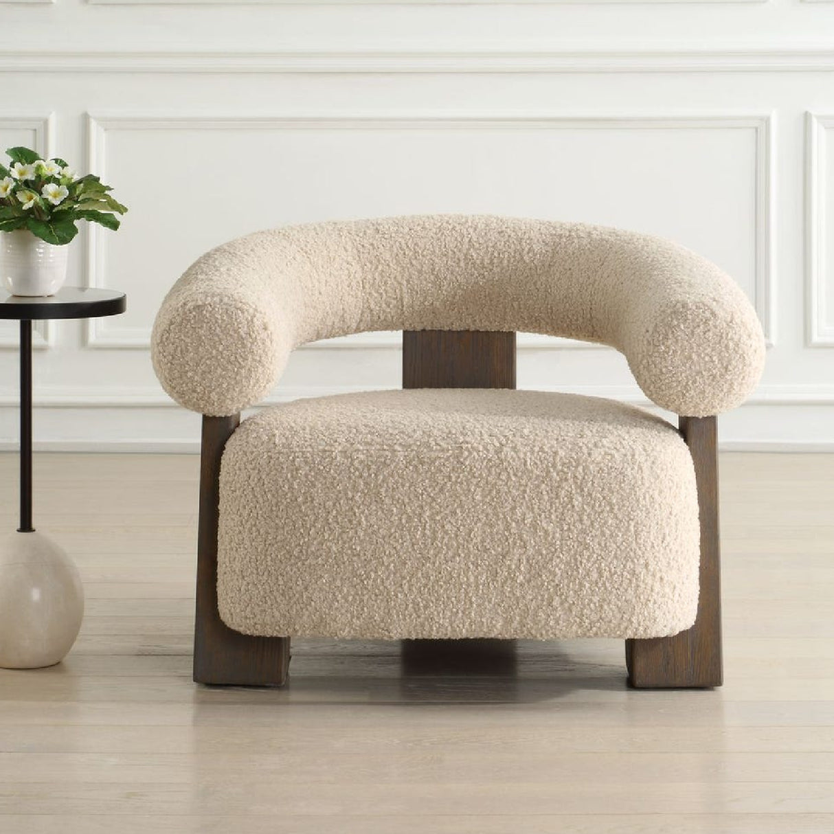   White Shearling T-Back Accent Chair | Oroa.com