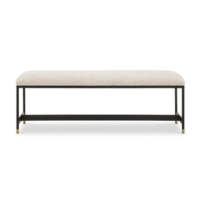 White Upholstered Bench by Uttermost Halston