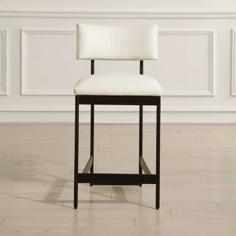 White Leather Counter Stool | Uttermost Apsley