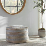 Modern European furniture - Gray & Cream Fabric Ottoman - www.oroa.com