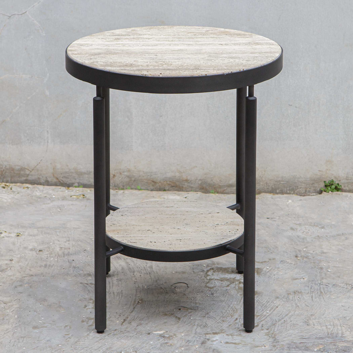 Modern European furniture - Round Travertine Side Table - www.oroa.com