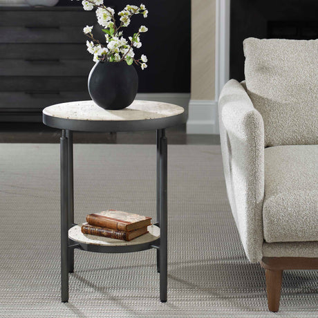 Modern European furniture - Round Travertine Side Table - www.oroa.com