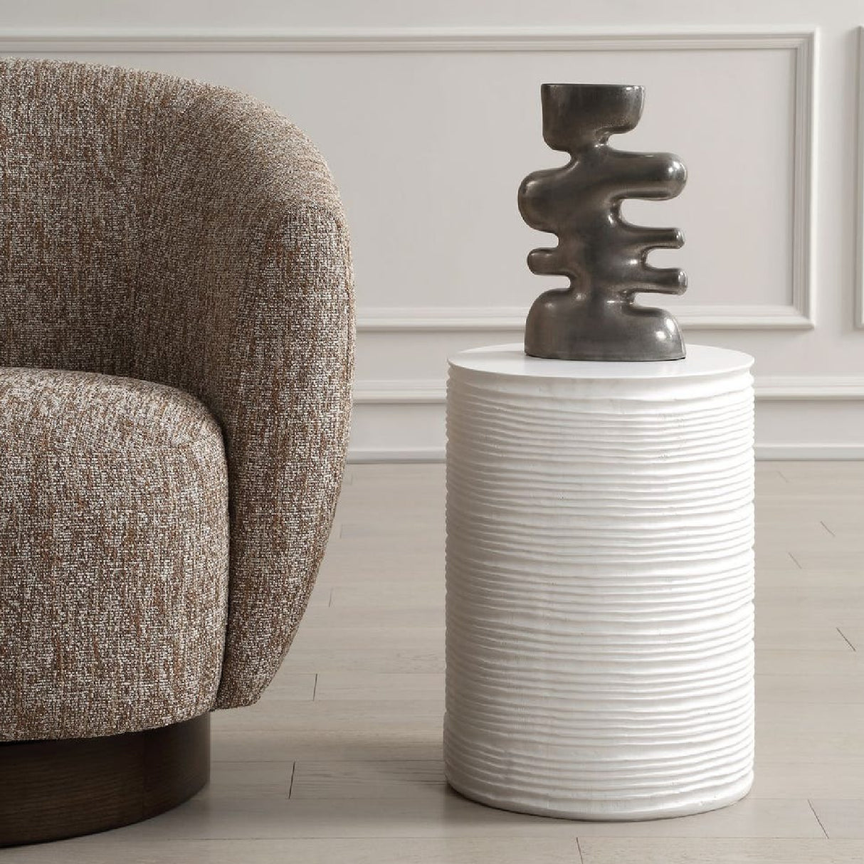 White Grooved Cylindrical Accent | Uttermost Borderline