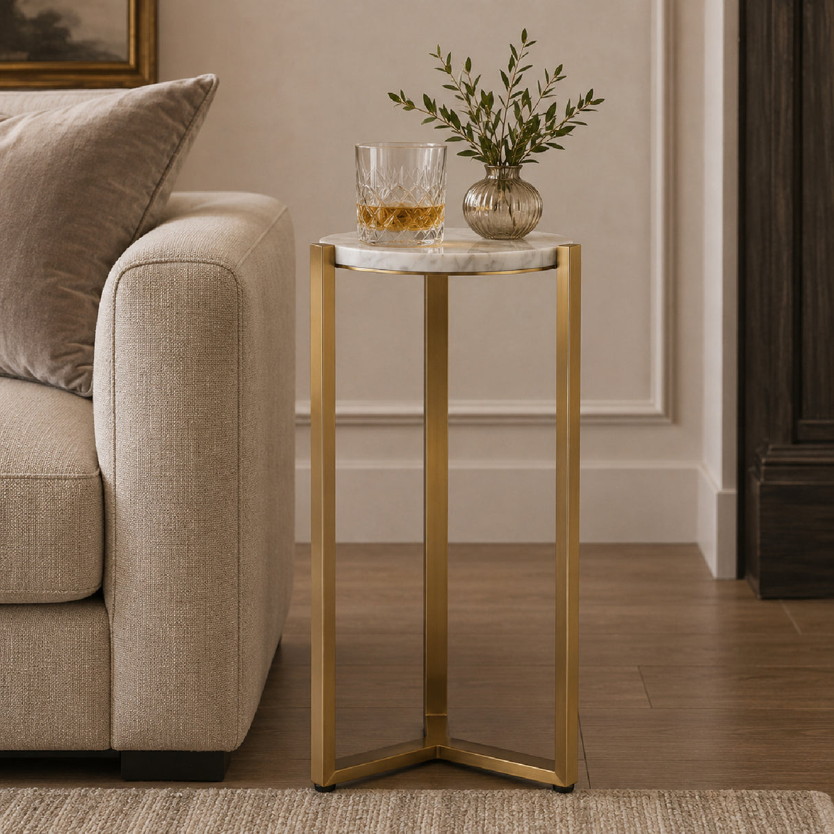 Round White Marble Drink Table | Uttermost Pietra