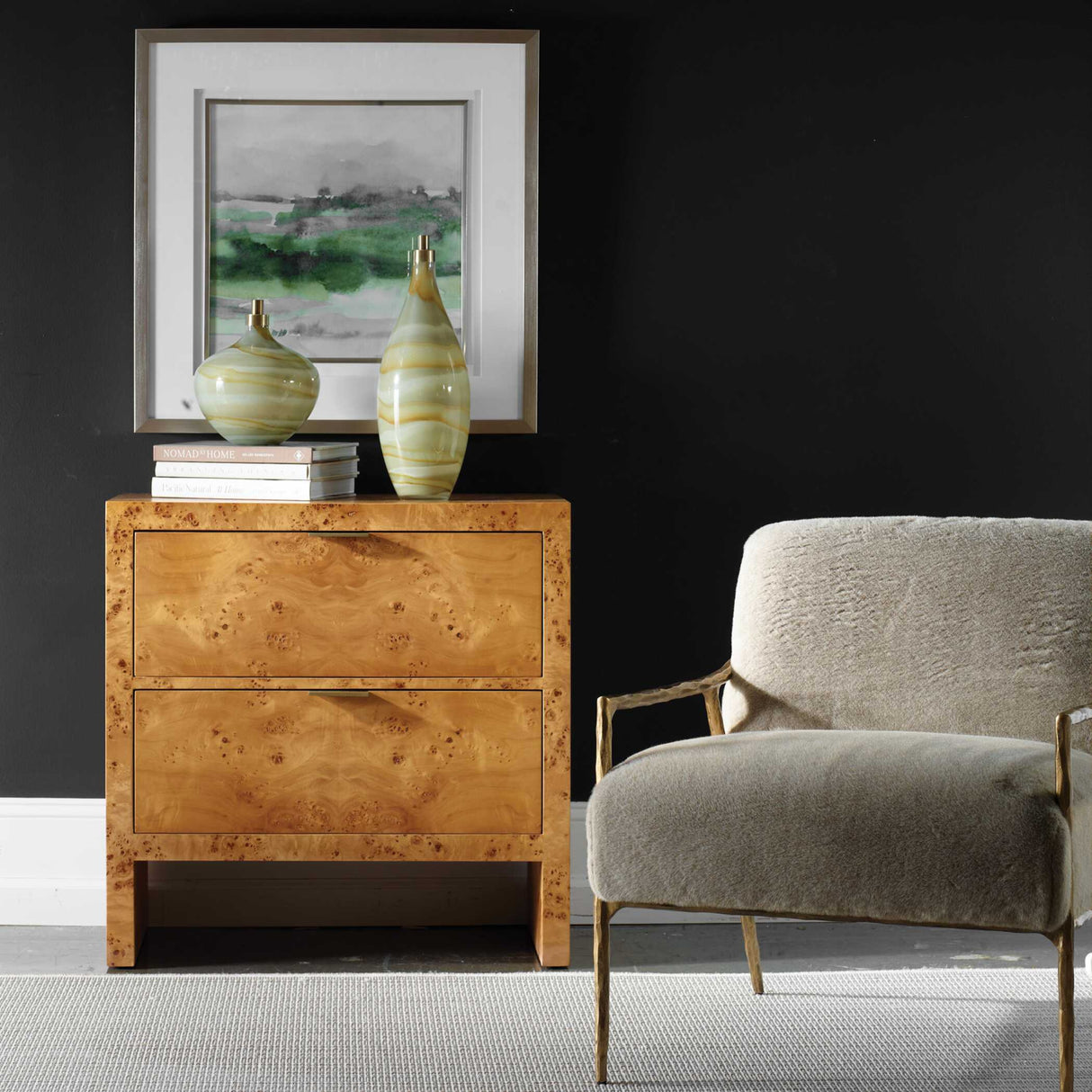   2-Drawer Burl Accent Chest | Oroa.com
