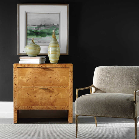   2-Drawer Burl Accent Chest | Oroa.com