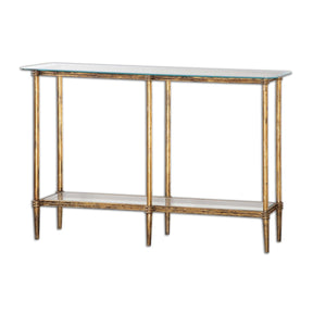 Modern European furniture - Gold Framed Glass Console Table - www.oroa.com