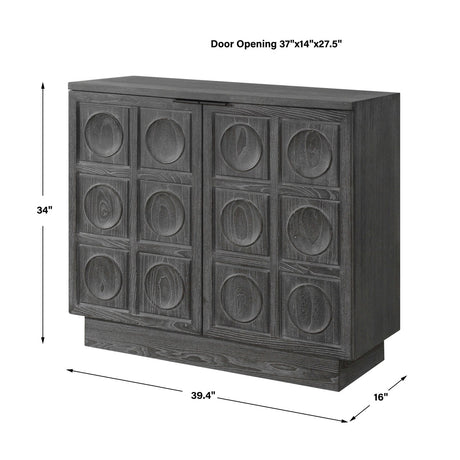 Modern European furniture - Circle Carved Elm 2-Door Cabinet - www.oroa.com