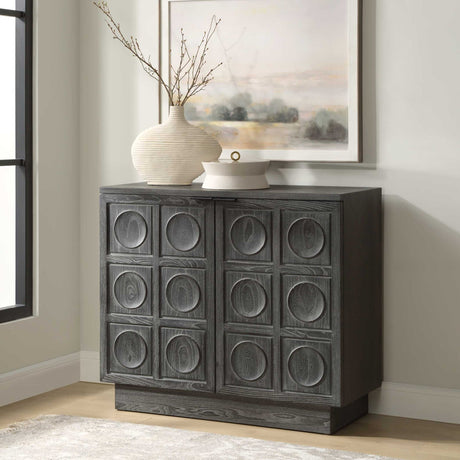 Modern European furniture - Circle Carved Elm 2-Door Cabinet - www.oroa.com