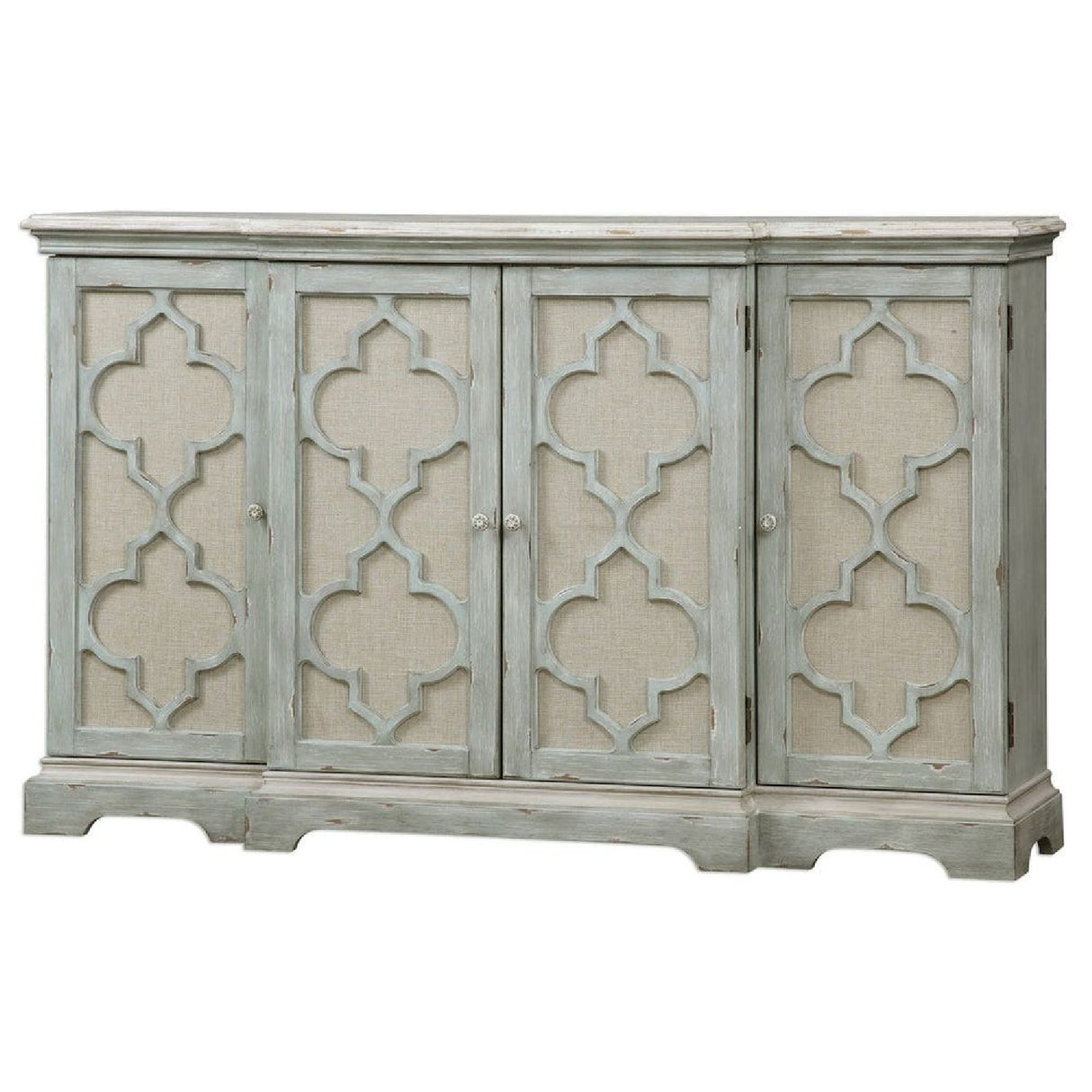   Gray Open-Carved 4-Door Cabinet | Oroa.com