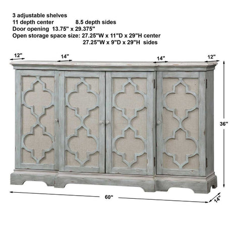 Modern European furniture - Gray Open-Carved 4-Door Cabinet - www.oroa.com
