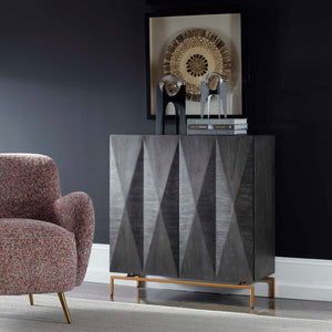   Black Mindi Faceted 2-Door Cabinet | Oroa.com