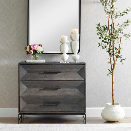 Modern European furniture - Gray Glazed Acacia 3-Drawer Chest - www.oroa.com