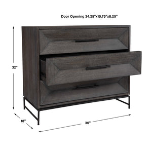  Gray Glazed Acacia 3-Drawer Chest | Oroa.com