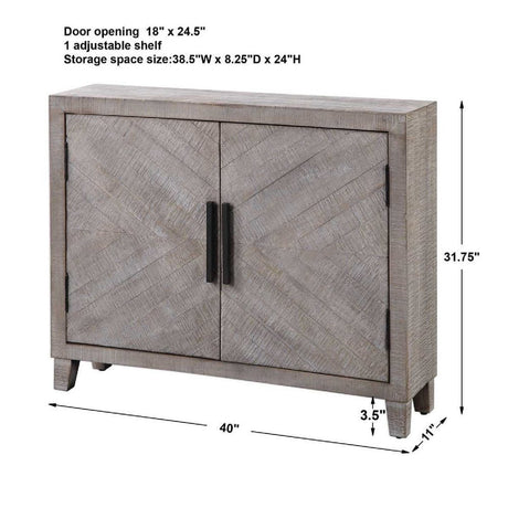Modern European furniture - Whitewashed Fir Wood 2-Door Cabinet - www.oroa.com