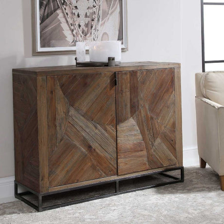 Modern European furniture - 2-Door Marquetry Wooden Cabinet - www.oroa.com