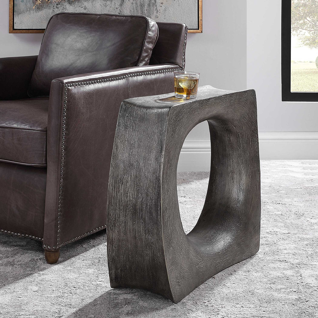 Modern European furniture - Antique Silver Accent Table - www.oroa.com