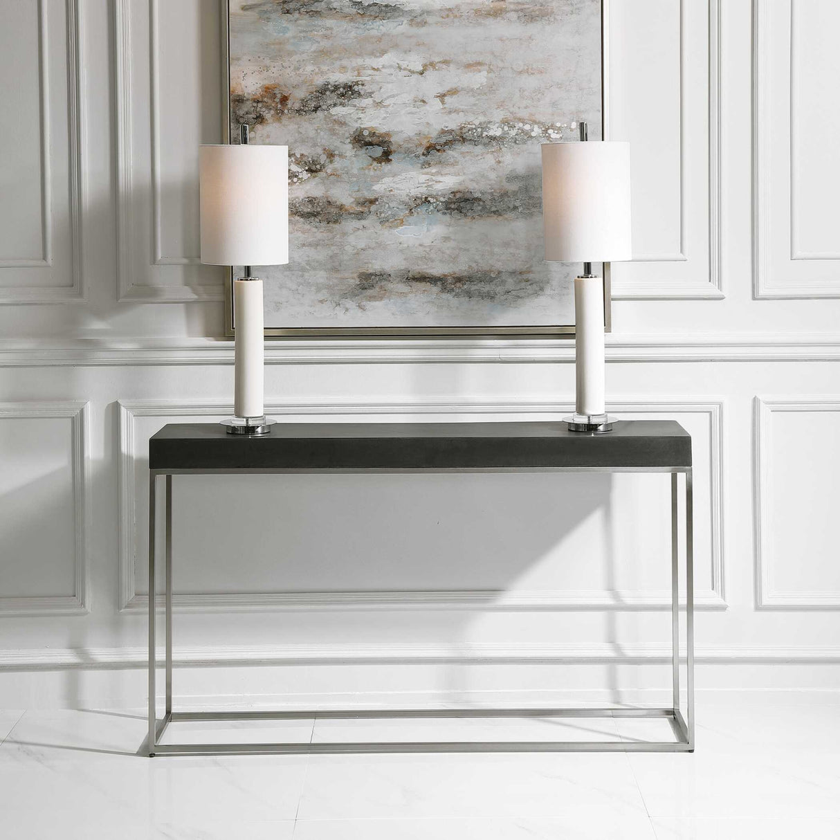 Modern European furniture - Black Concrete Contemporary Console Table - www.oroa.com