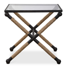 Modern European furniture - Iron Framed Glass Accent Table - www.oroa.com