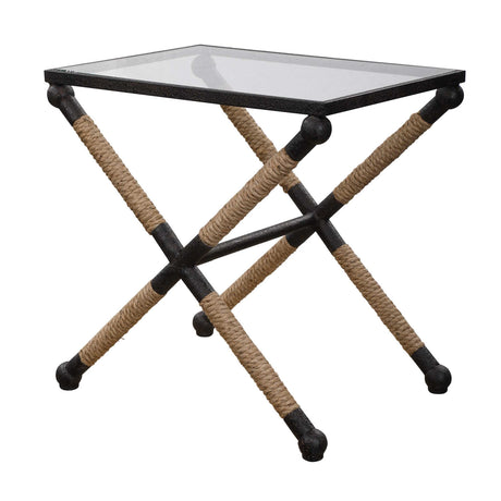 Iron Framed Glass Accent Table by Uttermost Braddock, alternate view 3