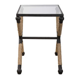 Modern European furniture - Iron Framed Glass Accent Table - www.oroa.com