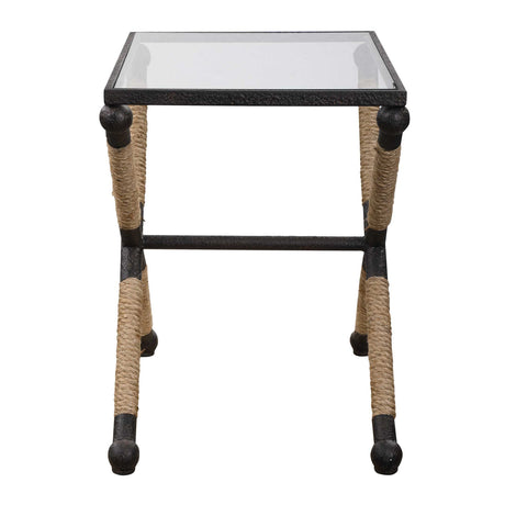 Iron Framed Glass Accent Table by Uttermost Braddock, alternate view 4