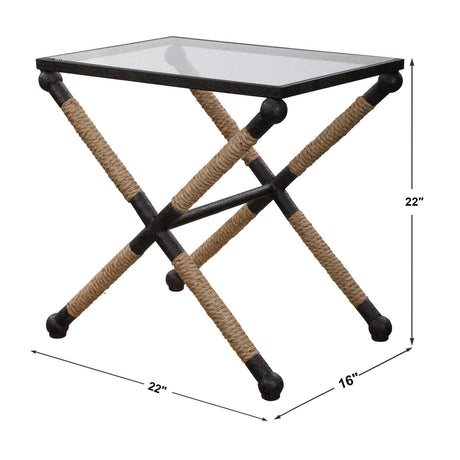 Iron Framed Glass Accent Table by Uttermost Braddock, alternate view 6