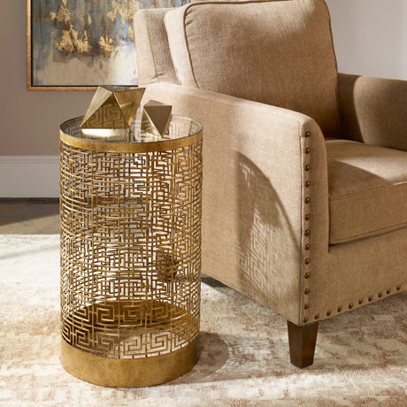 Gold Lattice Drink Table by Uttermost Algernon, alternate view 2