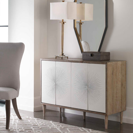 Modern European furniture - White Starburst 4-Door Cabinet - www.oroa.com